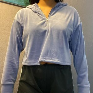 Blue velvet hoodie